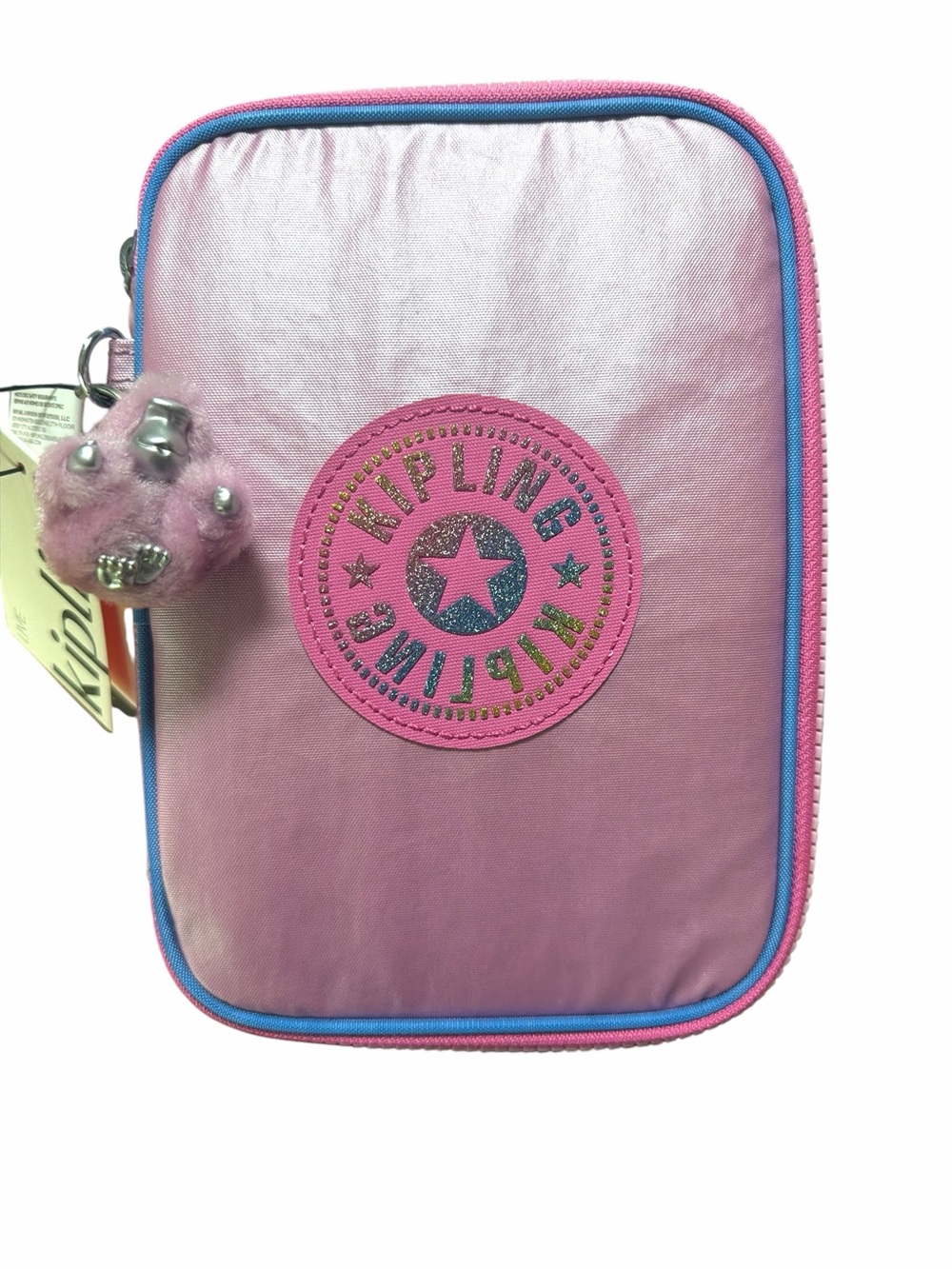 Kipling 100 Pens Pencil Case Metallic Lilac, Glitter Logo, WAVEPOP, Girls Women